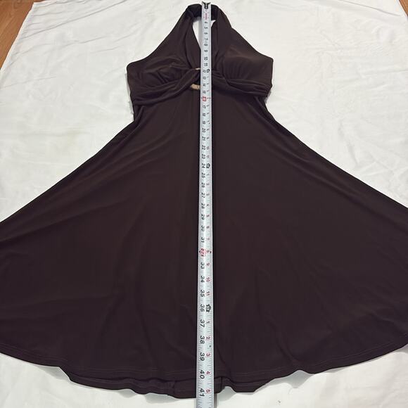 My Michelle Vintage Y2k Womens Small Brown Halter Mini Dress Western Festival - Picture 6 of 7
